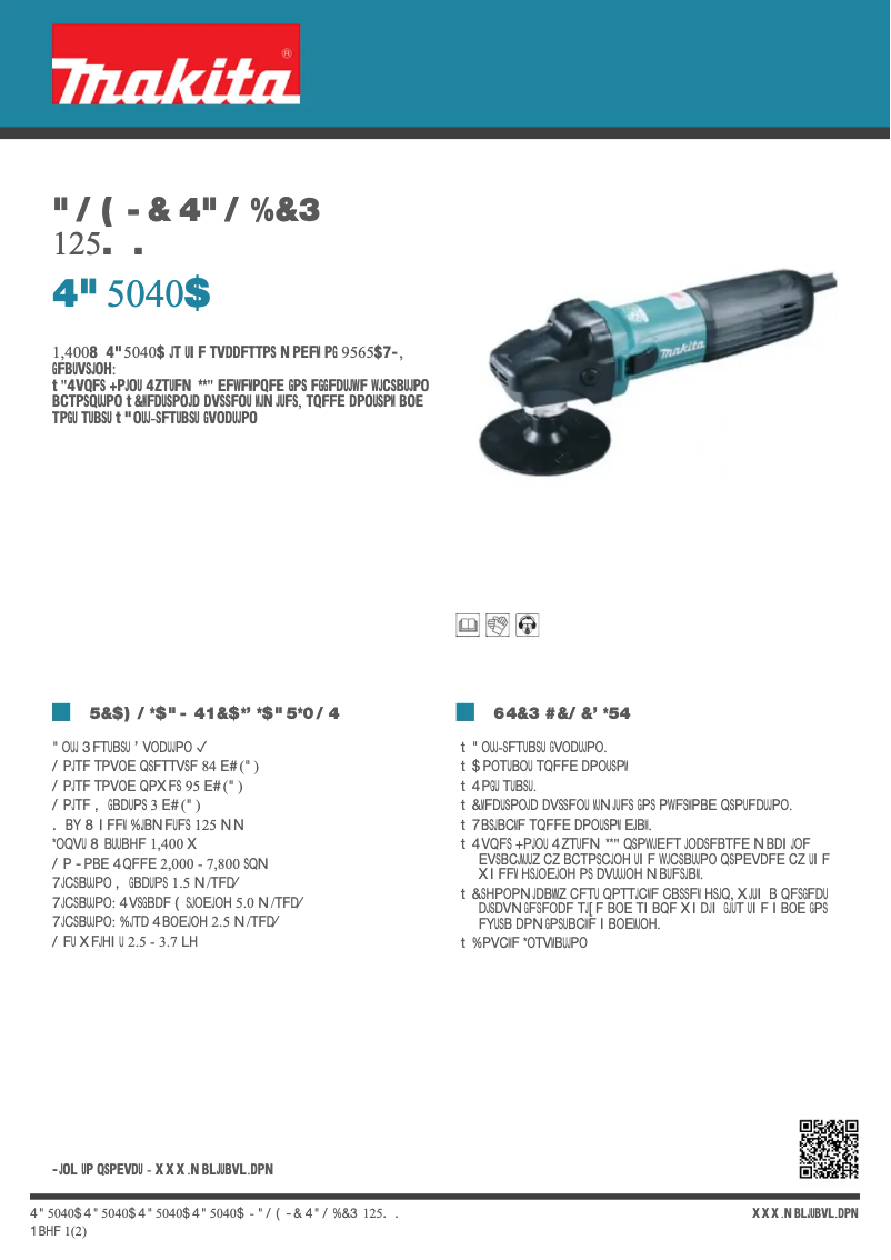 Página 1 del manual Ficha técnica Makita SA5040C