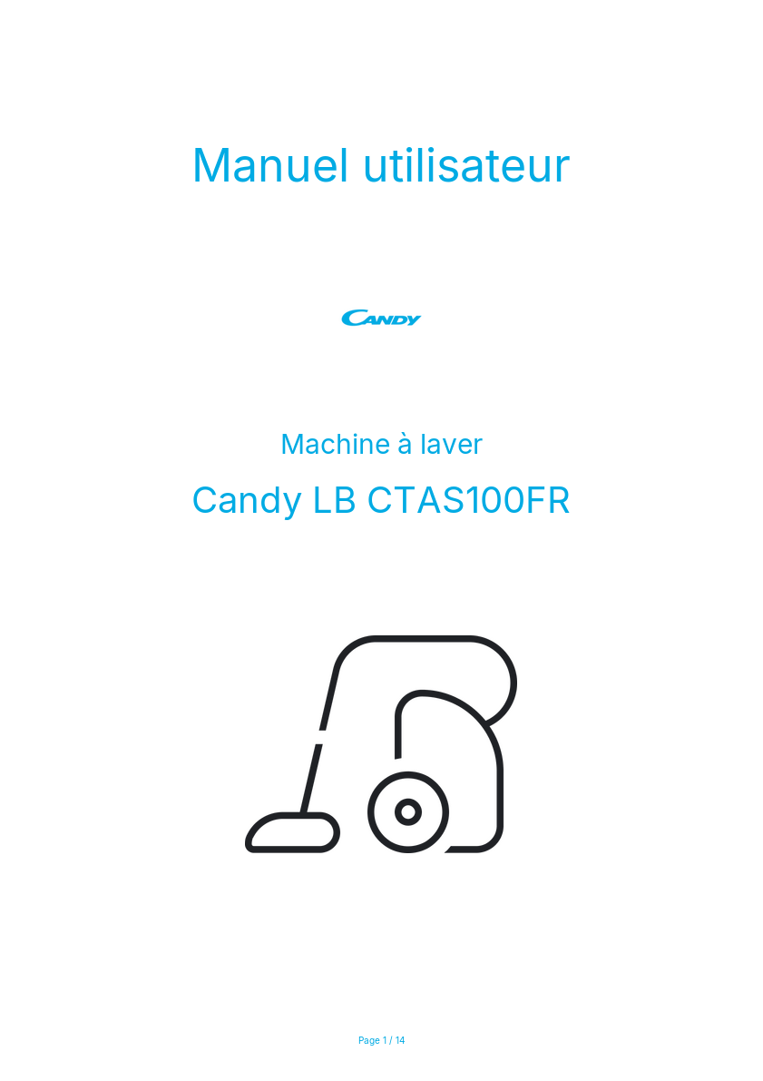 Page n°1 - Manuel utilisateur Candy LB CTAS100FR