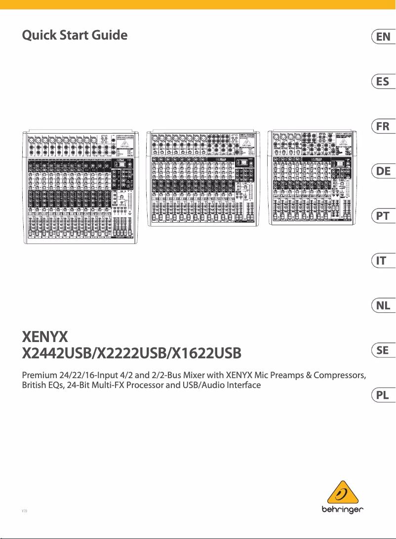 Page 1 de la notice Guide de démarrage rapide Behringer Xenyx X2442USB