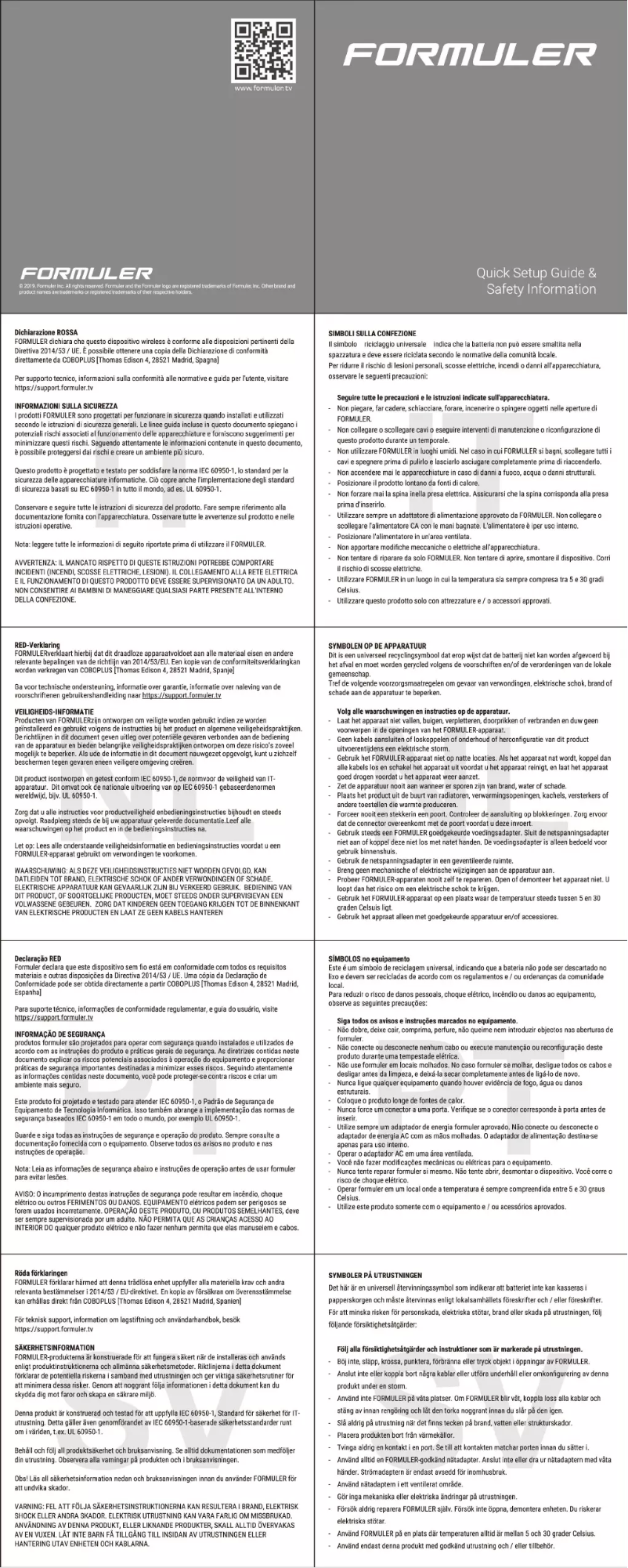 Page 1 de la notice Manuel utilisateur Formuler Z7+ 5G