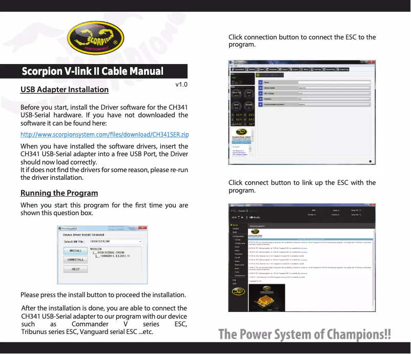 Page 1 de la notice Manuel utilisateur Scorpion V Link II