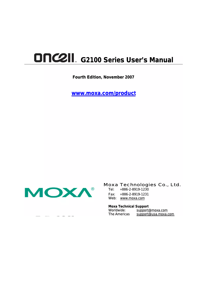 Page n°1 - Manuel utilisateur Moxa OnCell G2110-T
