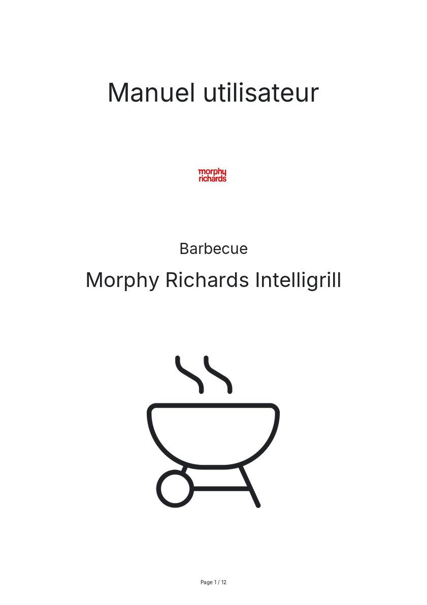 Page n°1 - Manuel utilisateur Morphy Richards Intelligrill