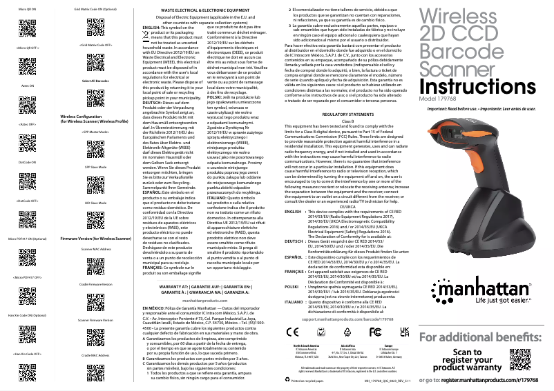 Page 1 de la notice Guide de démarrage rapide Manhattan 179768