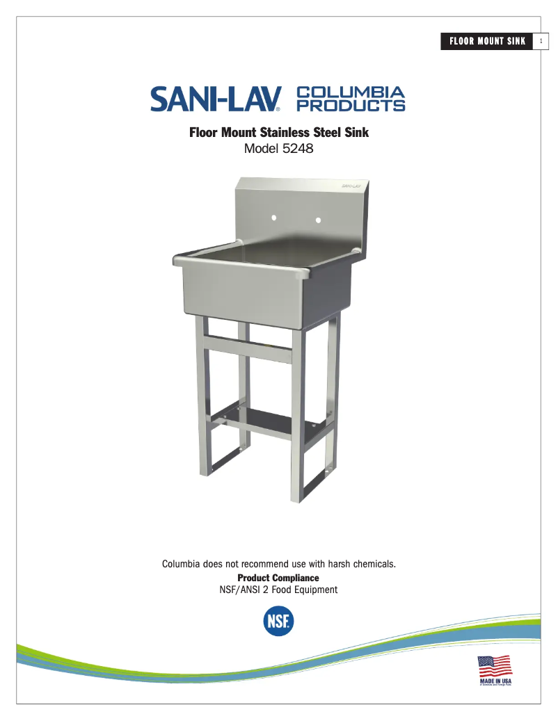 Page n°1 - Manuel utilisateur Sani-Lav 5248