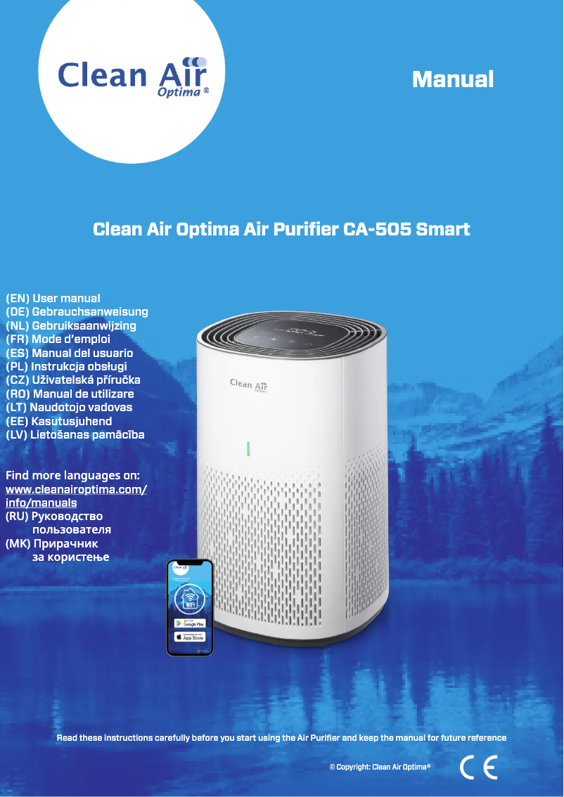 Page 1 de la notice Manuel utilisateur Clean Air Optima CA-505 Smart