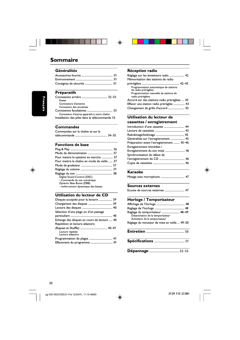 Page n°1 - Manuel utilisateur Philips FW-C355