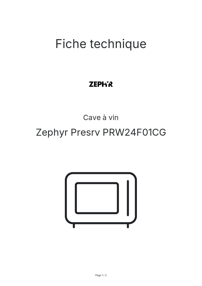 Image de la première page du manuel de l'appareil Presrv PRW24F01CG