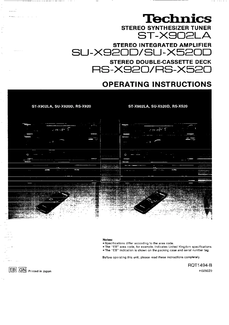 Image de la première page du manuel de l'appareil ST-X902LA