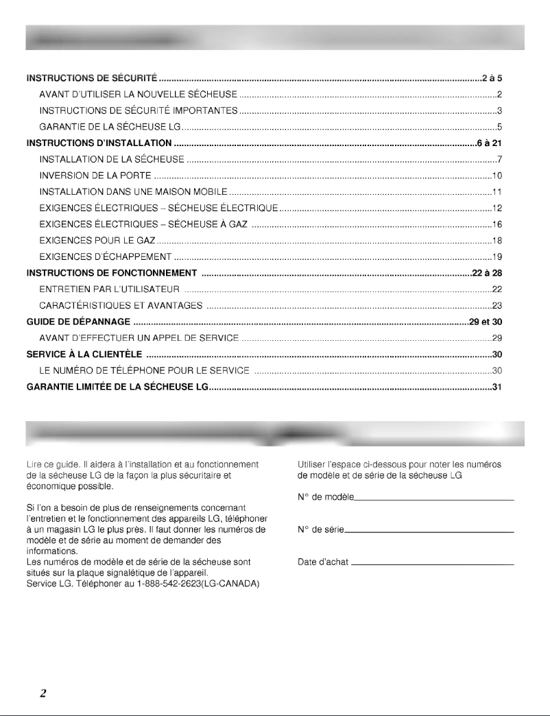 Page 1 de la notice Manuel utilisateur LG TD-V10031G