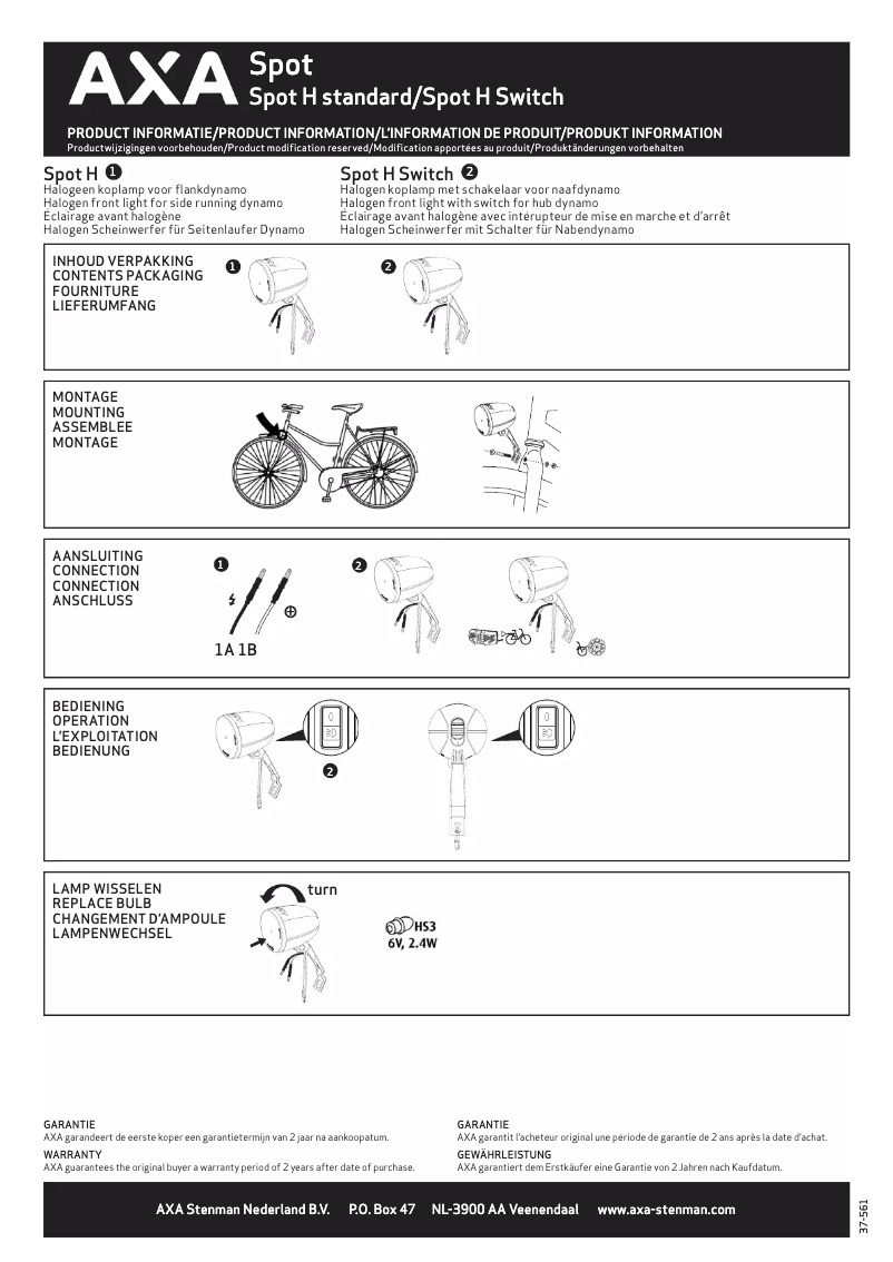 Page 1 de la notice Manuel utilisateur AXA Spot