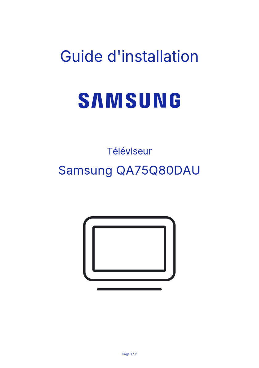 Page n°1 - Guide d'installation Samsung QA75Q80DAU