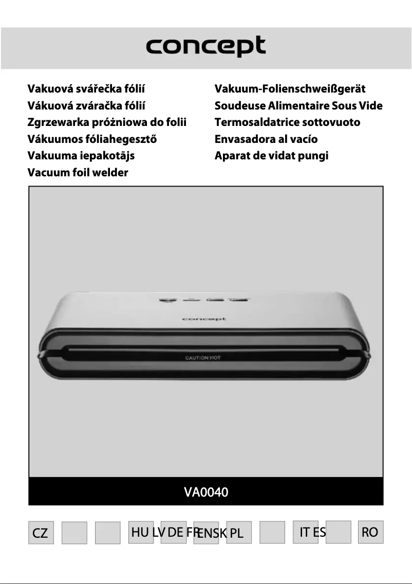 Page 1 de la notice Manuel utilisateur Concept VA0040