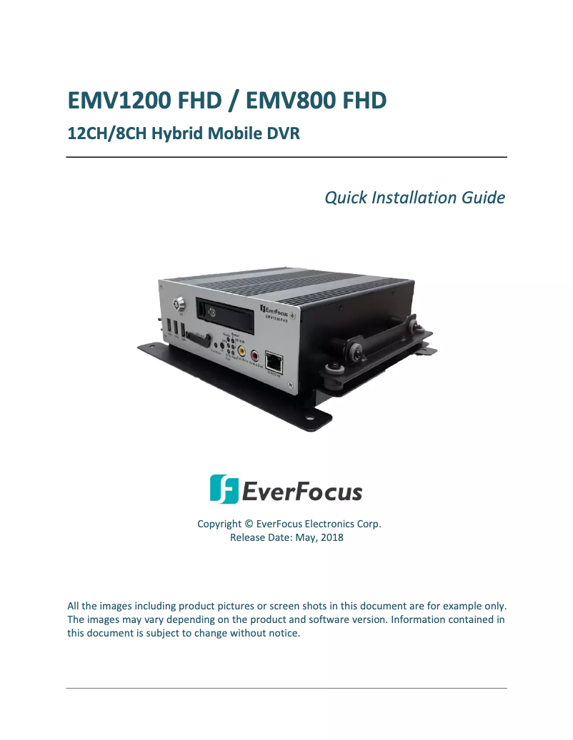 Page n°1 - Manuel utilisateur EverFocus EMV800FHD