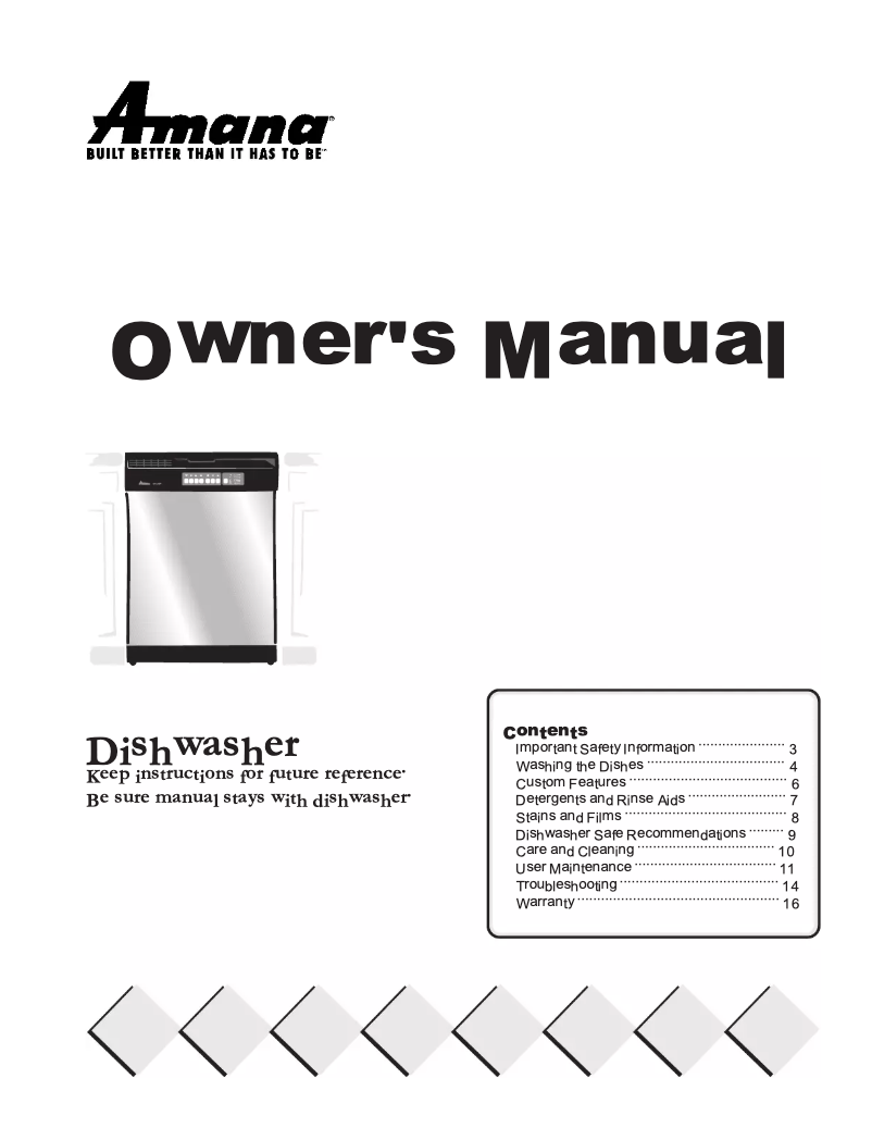 Page n°1 - Manuel utilisateur Amana ADW650RAC