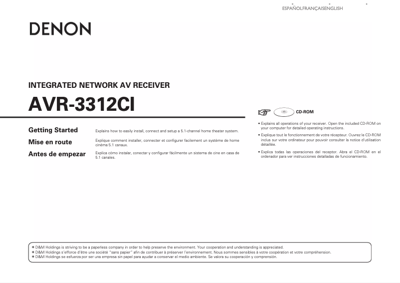 Page n°1 - Manuel utilisateur Denon AVR-3312CI