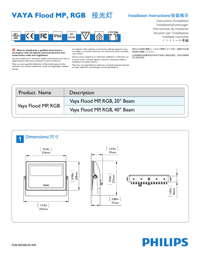 Page 1 de la notice Manuel utilisateur Philips BCP415 30xLED-HB/3000 220-240 20 CE CQC