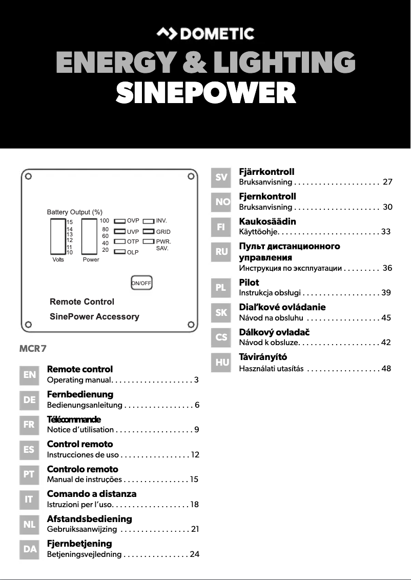 Página 1 del manual Manual de usuario Dometic SinePower MCR7