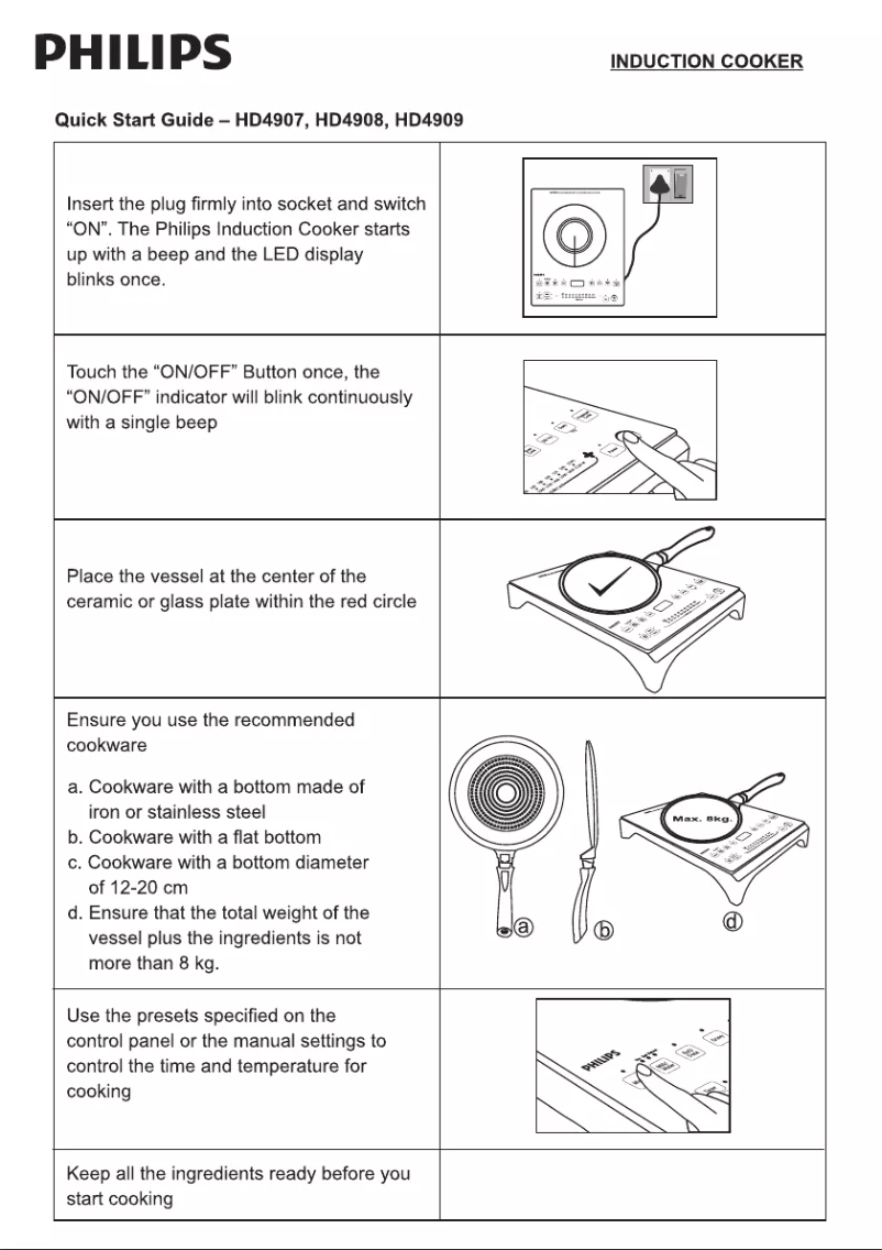 Page n°1 - Guide de démarrage rapide Philips HD4909