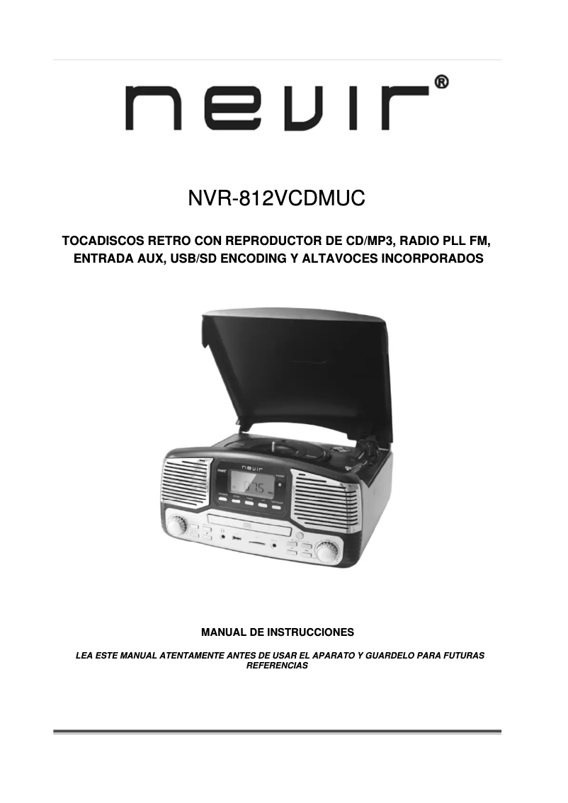 Page n°1 - Manuel utilisateur Nevir NVR-812