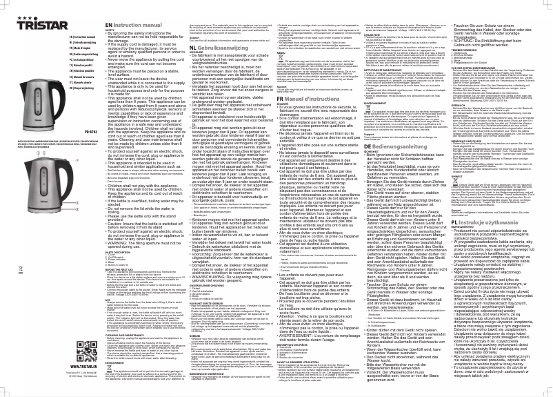 Page 1 de la notice Manuel utilisateur TriStar PD-8743