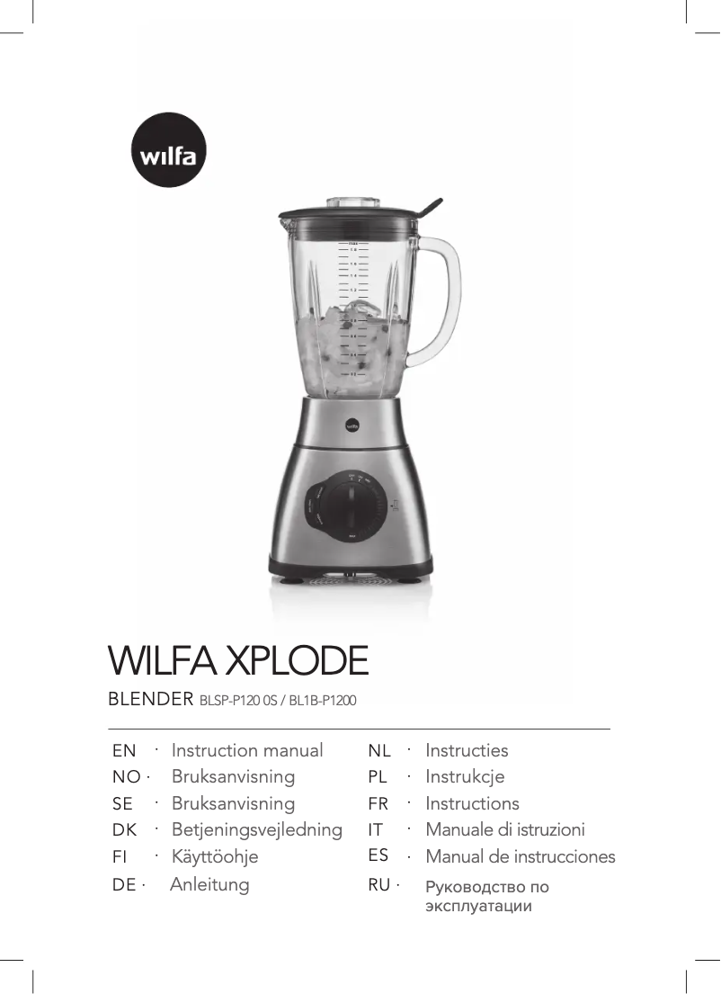 Page n°1 - Manuel utilisateur Wilfa Xplode BLPS-1200S