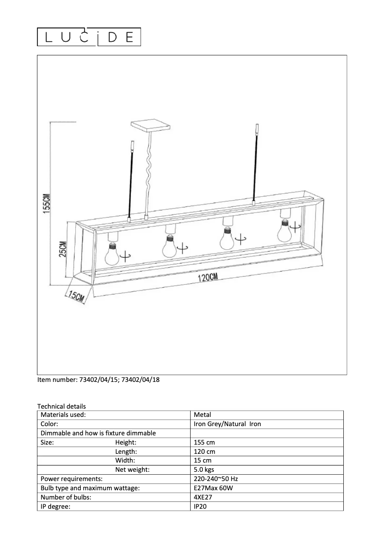 Image de la première page du manuel de l'appareil Thor 73402/04/15