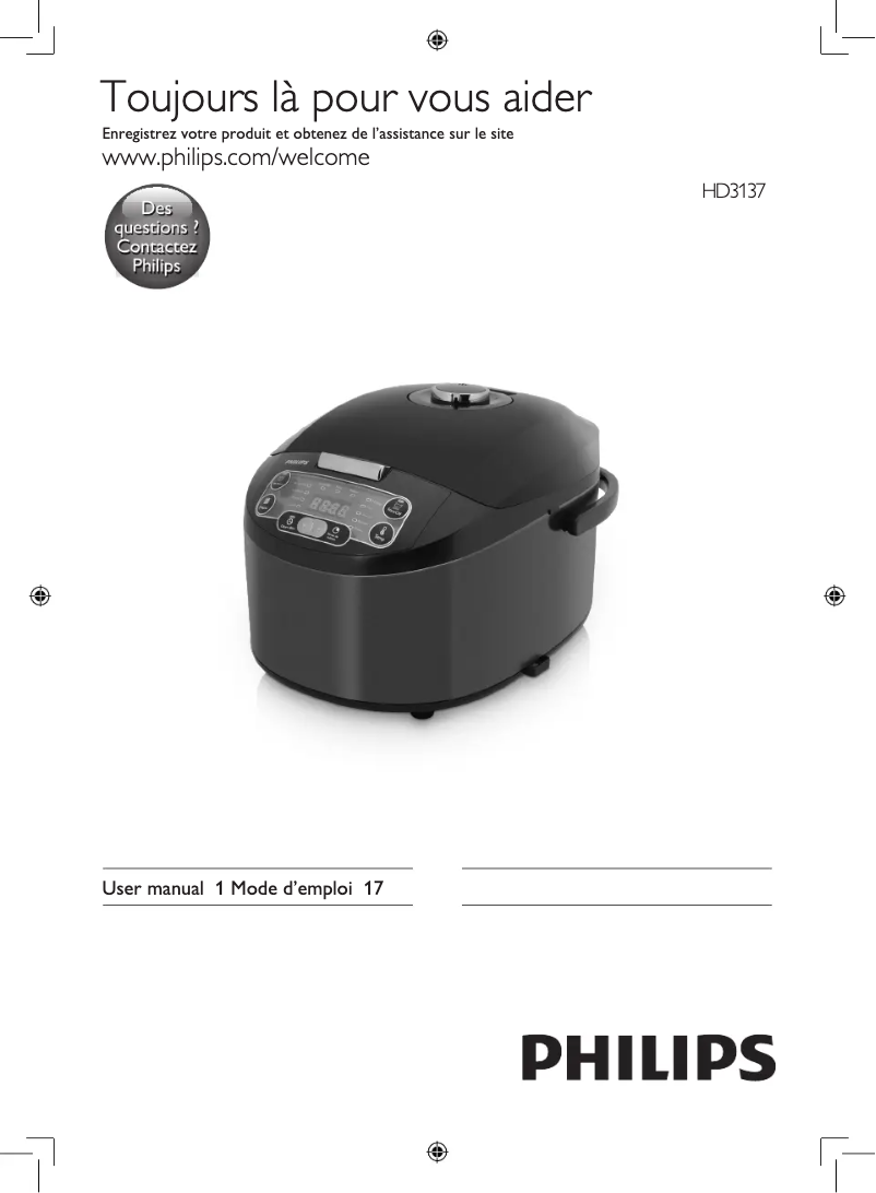 Page 1 de la notice Manuel utilisateur Philips Viva Collection HD3137