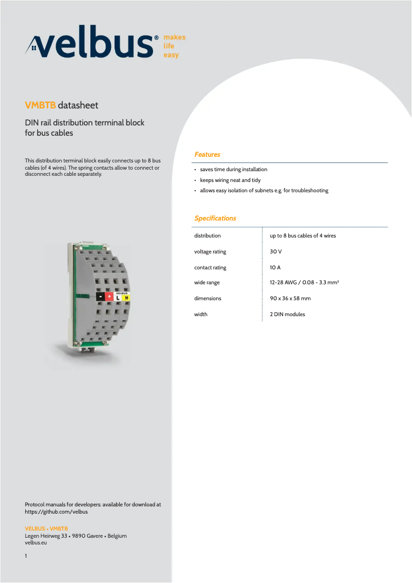 Image de la première page du manuel de l'appareil VMBTB