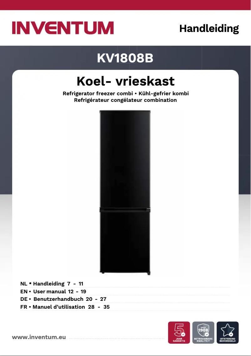 Page 1 de la notice Manuel utilisateur Inventum KV1808B
