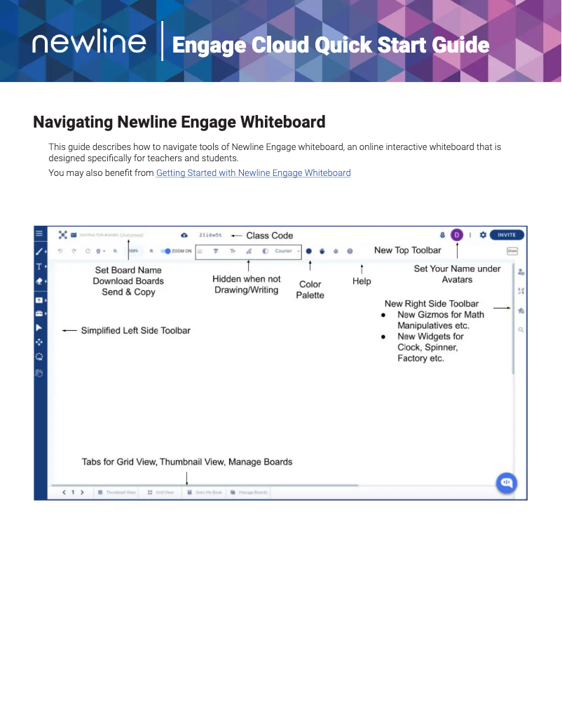 Page 1 de la notice Manuel utilisateur Newline Engage Cloud