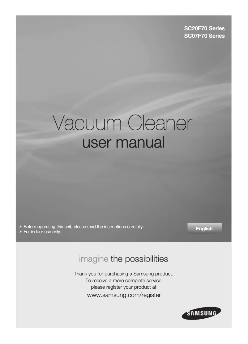Page 1 de la notice Manuel utilisateur Samsung VC F700 VC12F70HNKC