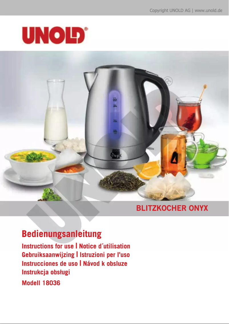Página 1 del manual Manual de usuario Unold Onyx 18036