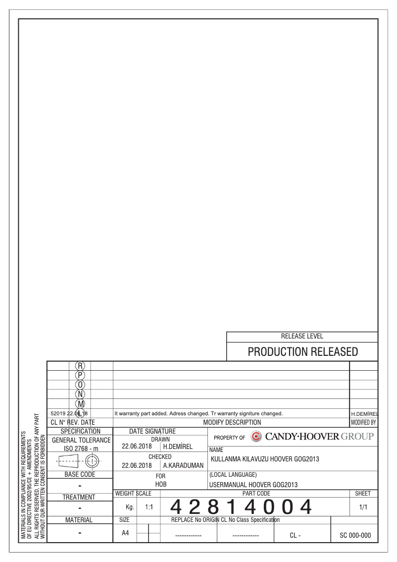 Page n°1 - Mode d'emploi Hoover HGV75SMWCGW