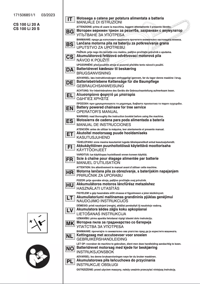 Page n°1 - Manuel utilisateur Stiga CS 100e
