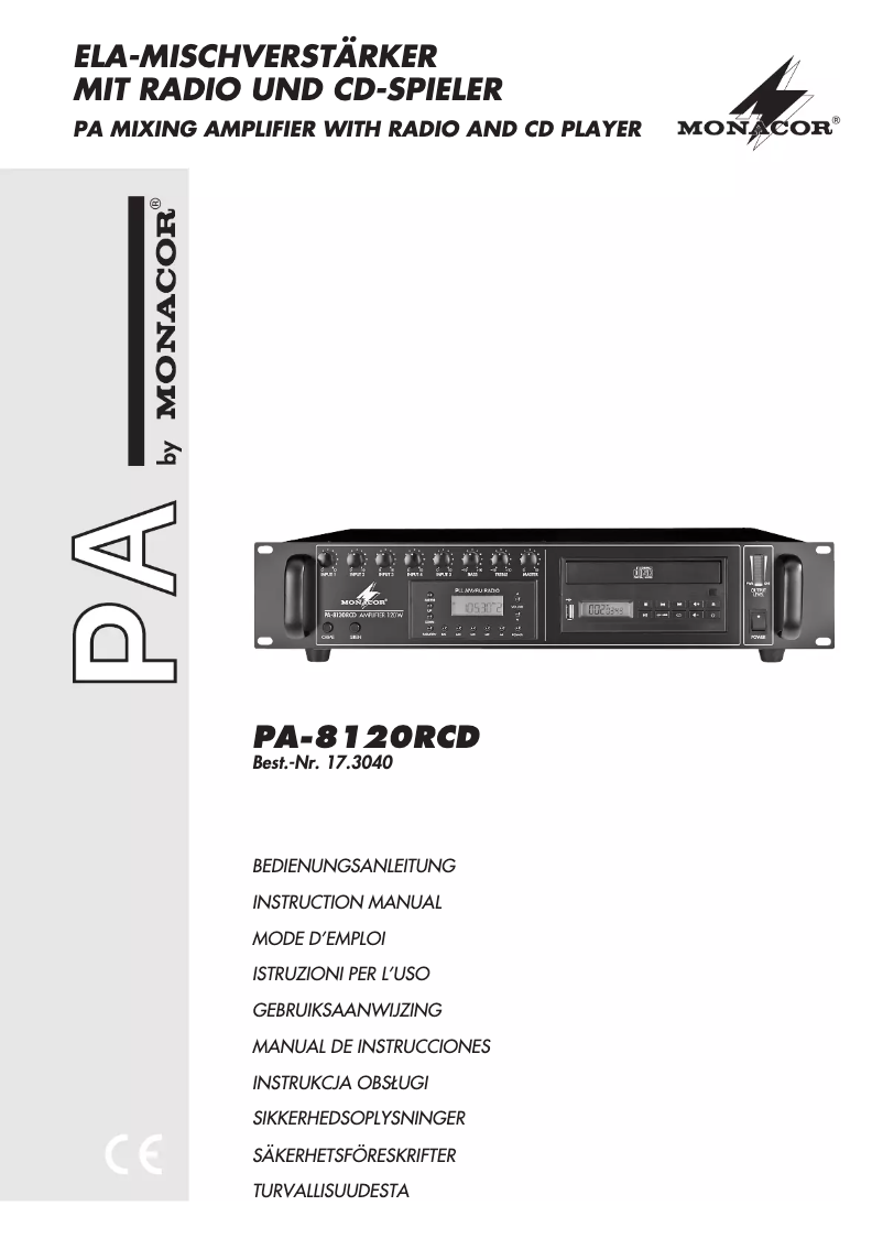 Page 1 of the manual User Manual IMG Stageline PA-8120RCD