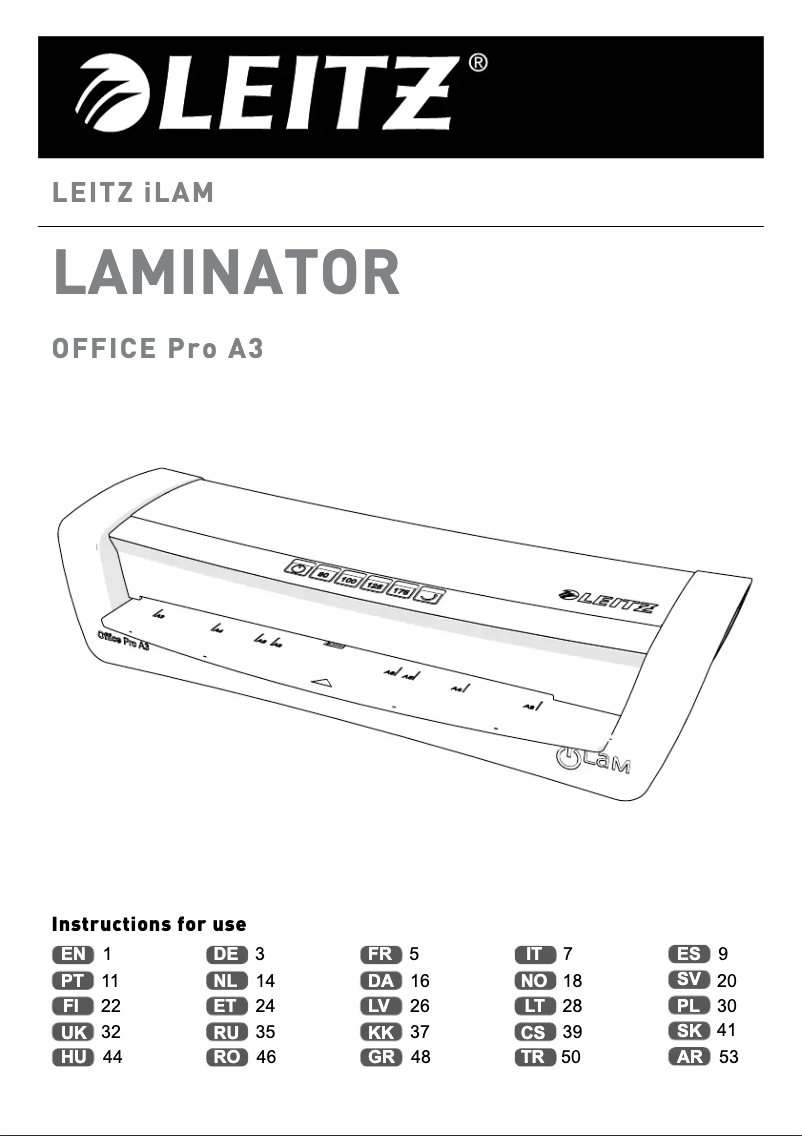 Page 1 de la notice Manuel utilisateur Leitz iLAM Office Pro A3