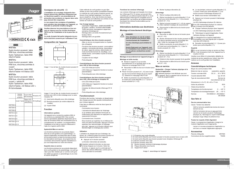 Page n°1 - Manuel utilisateur Hager WST312N