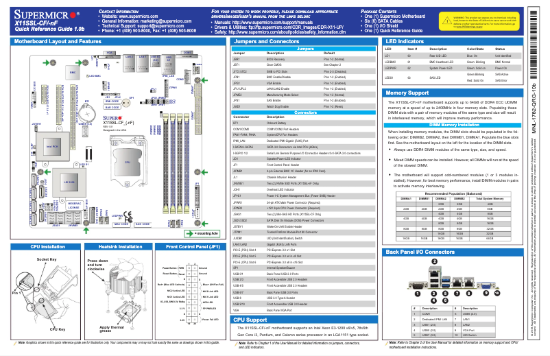 Image de la première page du manuel de l'appareil X11SSL-CF