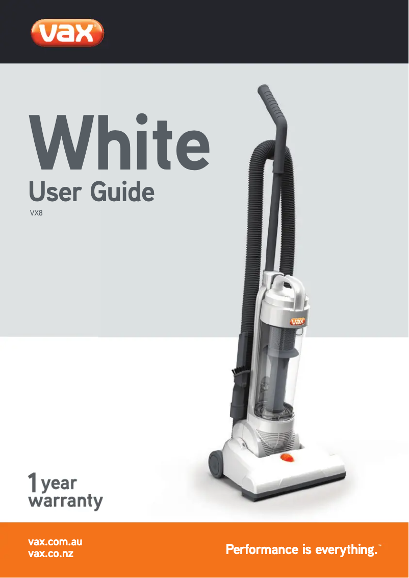 Page 1 de la notice Manuel utilisateur Vax White VX8