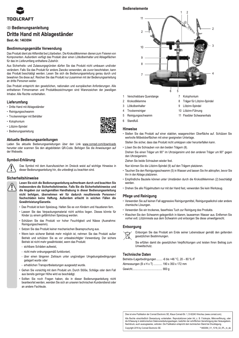 Page 1 de la notice Manuel utilisateur Toolcraft ZD-10Y