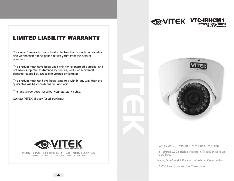 Image de la première page du manuel de l'appareil VTC-IRHCM1