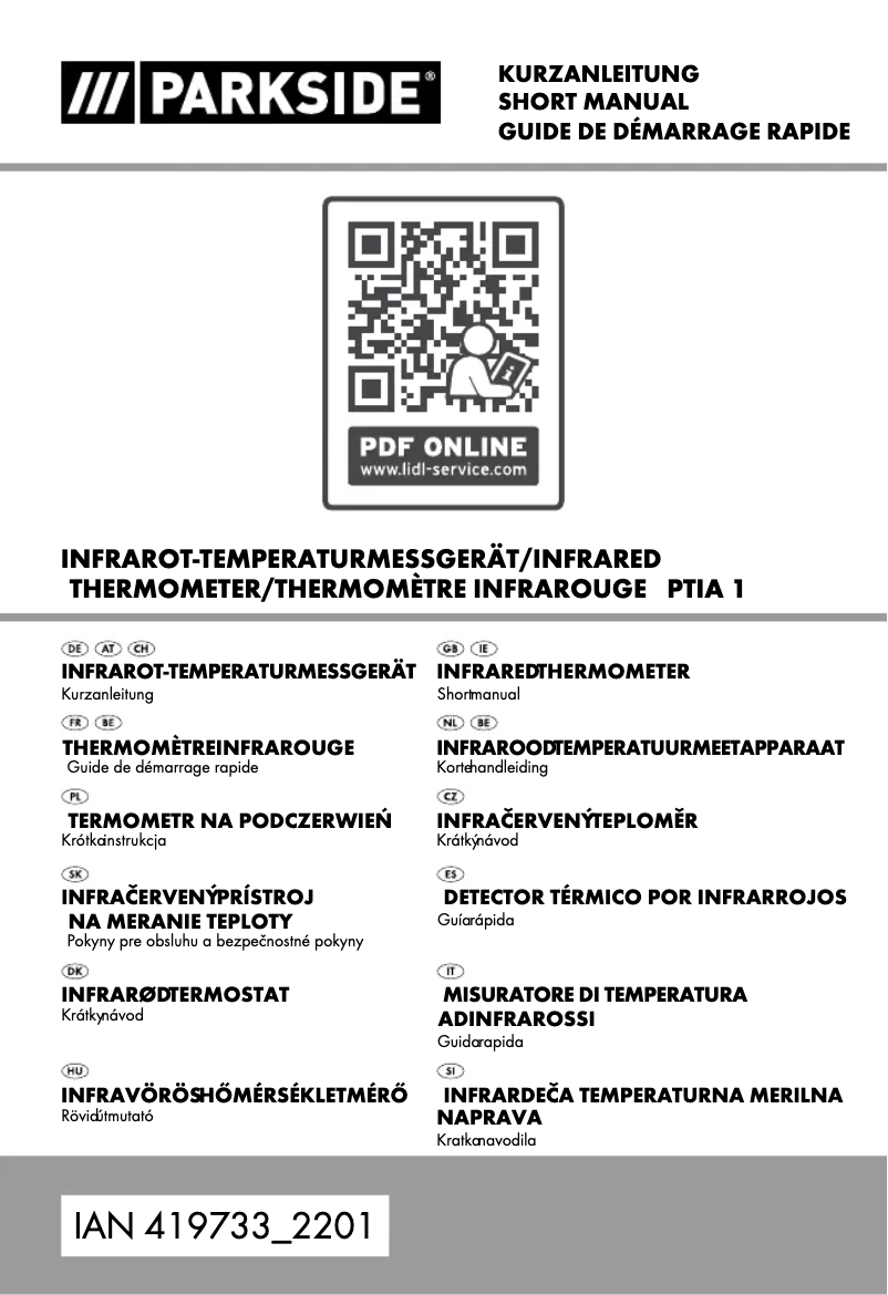 Page 1 de la notice Manuel utilisateur Parkside PTIA 1