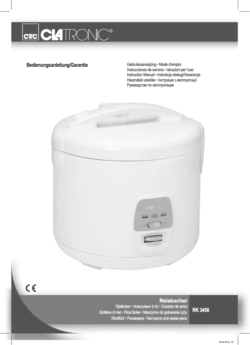 Page 1 de la notice Manuel utilisateur Clatronic RK 3458