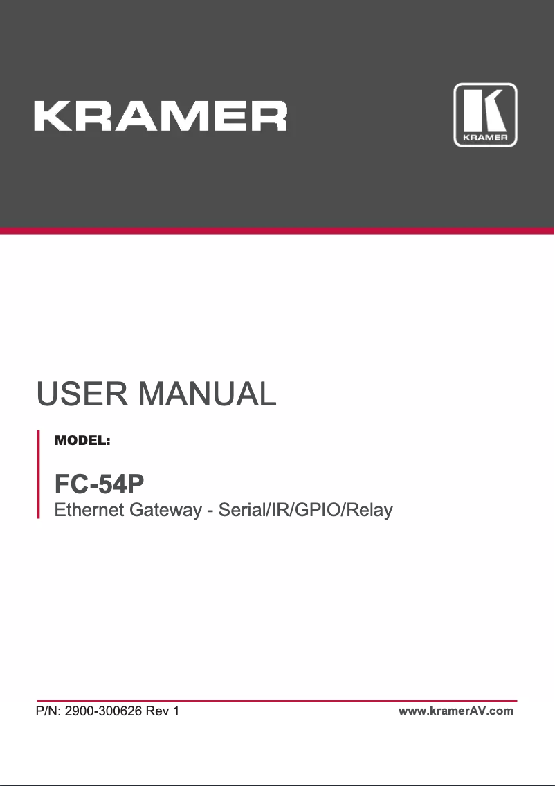 Page n°1 - Manuel utilisateur Kramer FC-54P