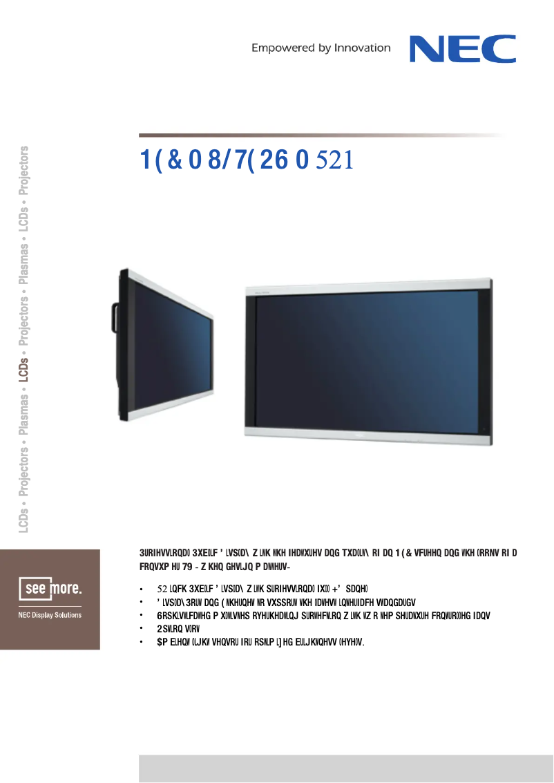 Page 1 de la notice Fiche technique NEC Multeos M521