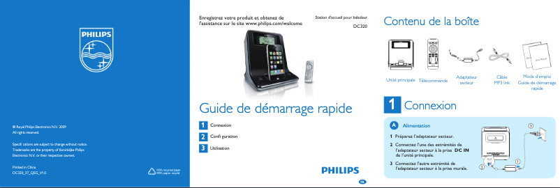 Page 1 de la notice Guide de démarrage rapide Philips DC320