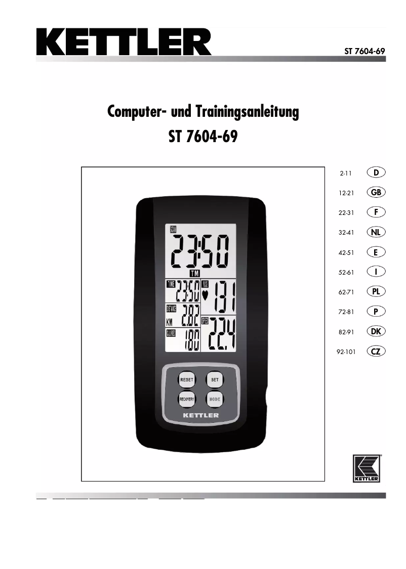 Image de la première page du manuel de l'appareil Cycle S