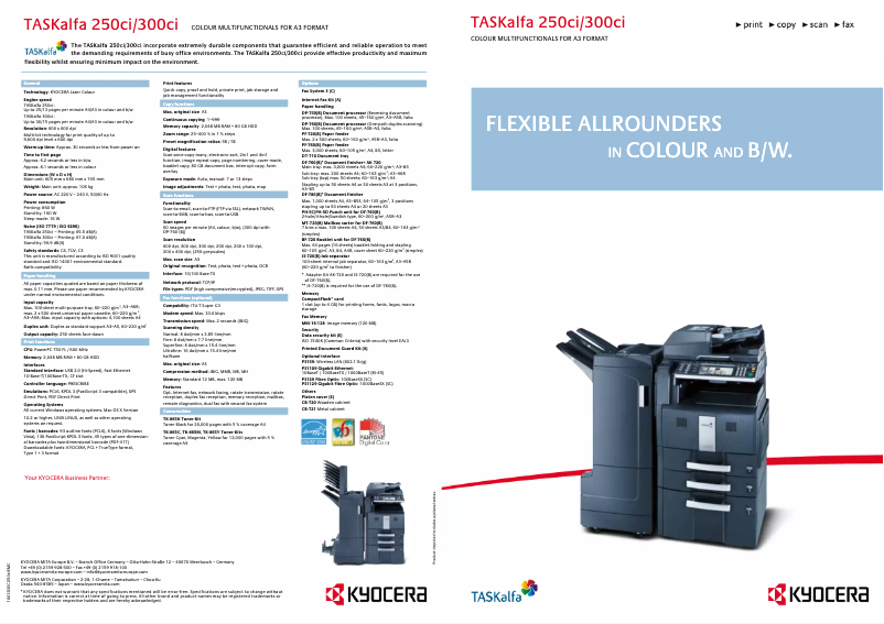 Page 1 de la notice Brochure Kyocera TASKalfa 250ci