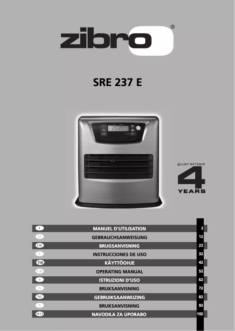 Page n°1 - Manuel utilisateur Zibro Kamin SRE 237 E